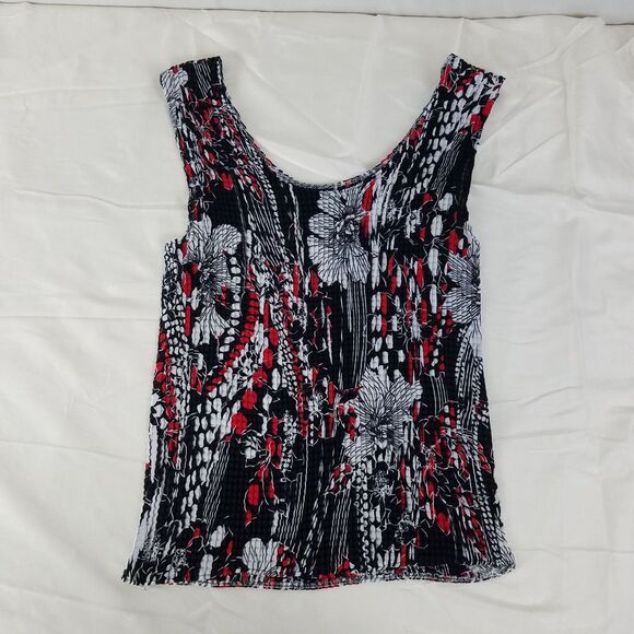 Womens Shirt Medium Multicolor Popcorn Tank Top Big Floral Print Scoop Neck‎ - Picture 3 of 8